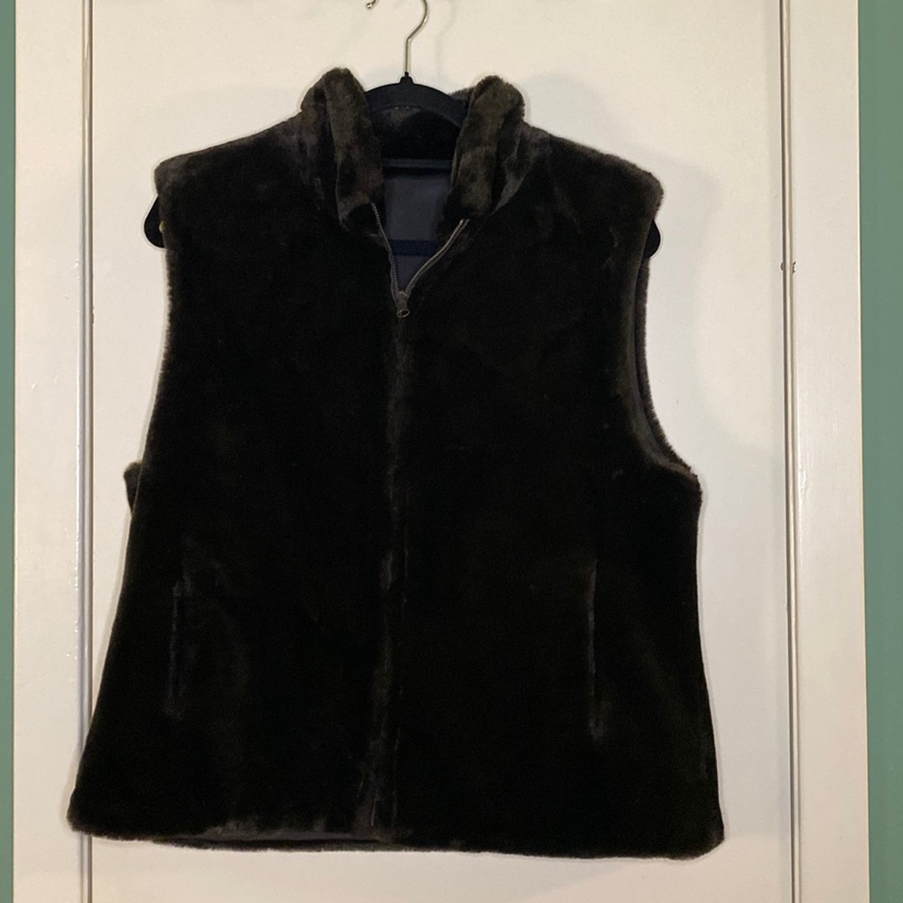 Reversible Faux Fur Vest - Brown